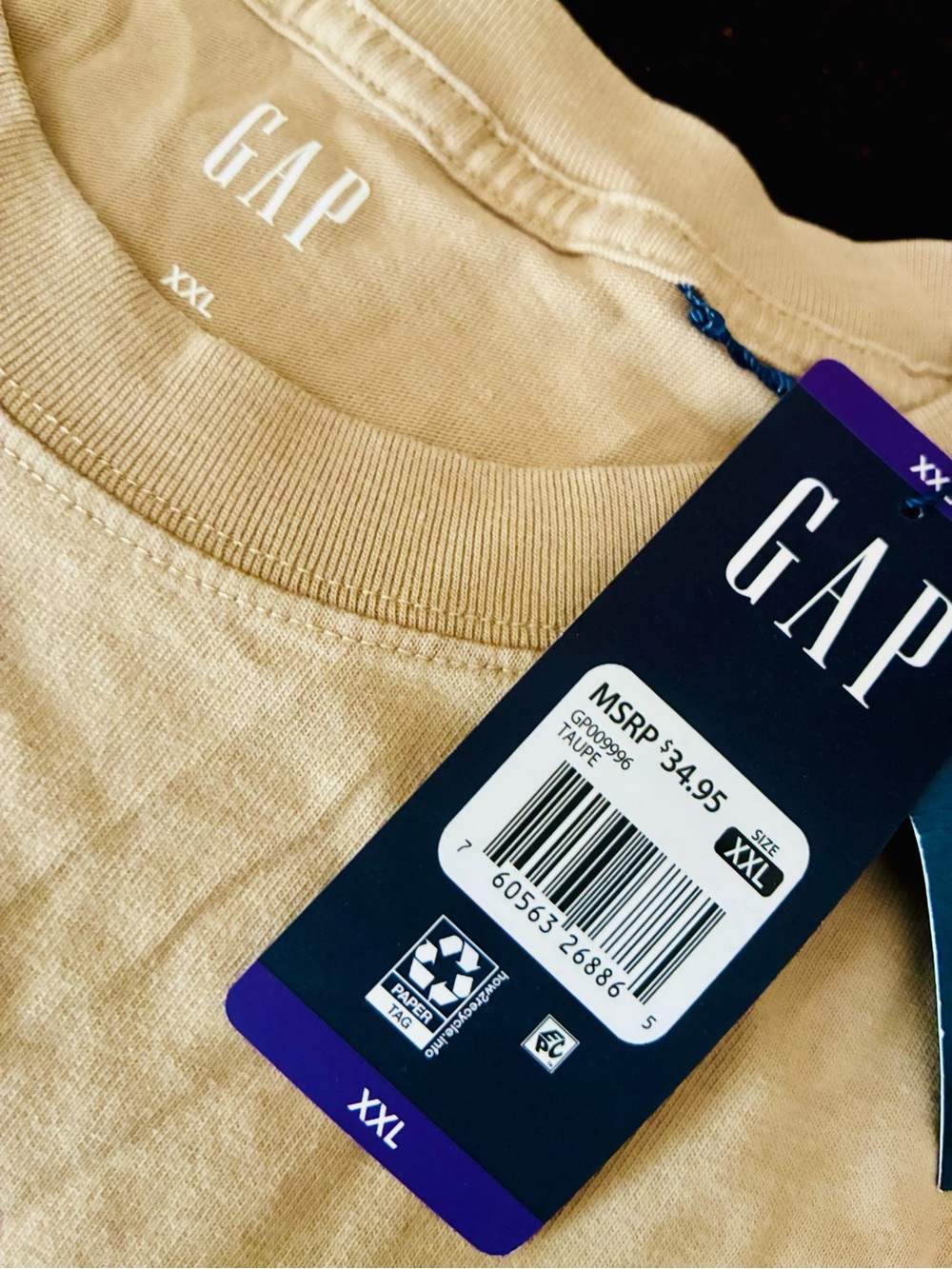 BNWT GAP Men’s Taupe Short Sleeve Crew Tee